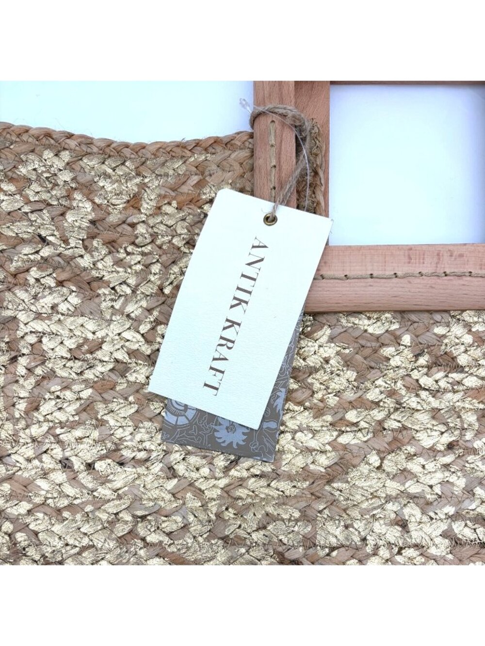 Antik Kraft Jute Tote Bag with Wooden Handles - Picture 3 of 5